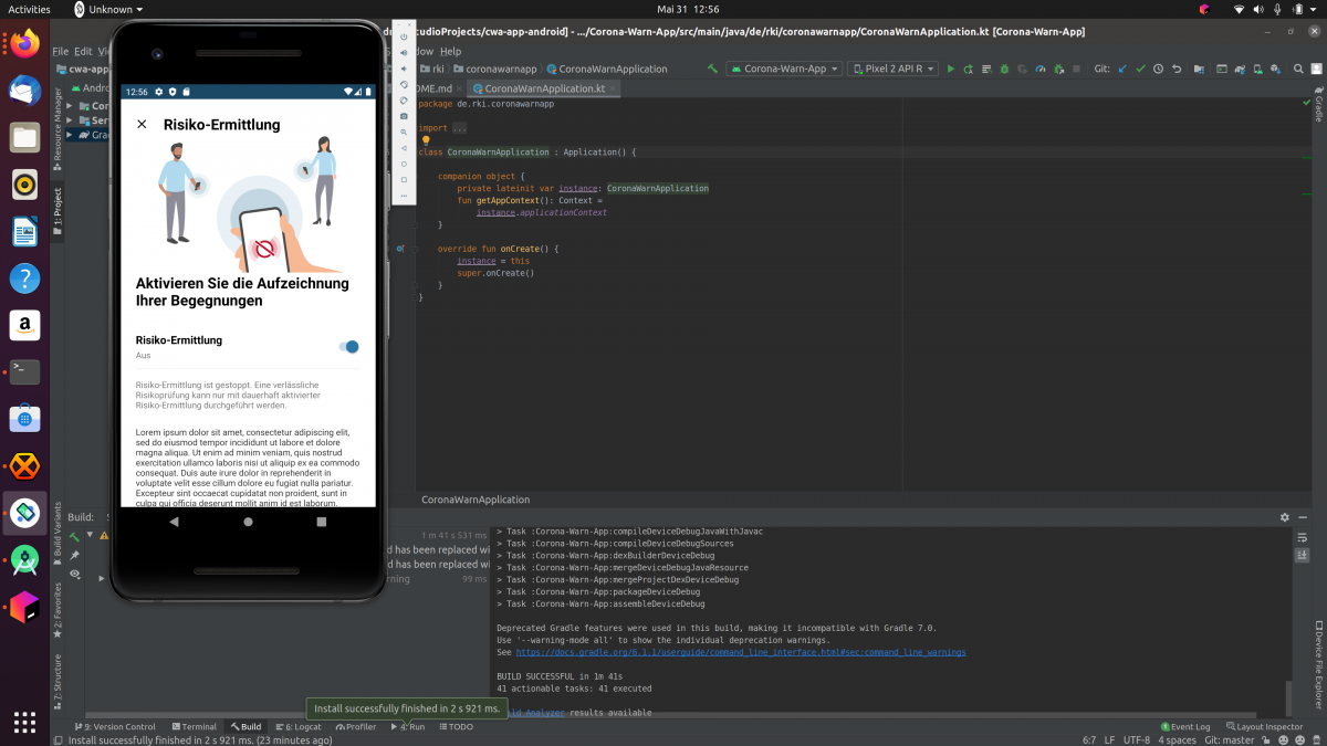 CWA App Android Emulator screen shot